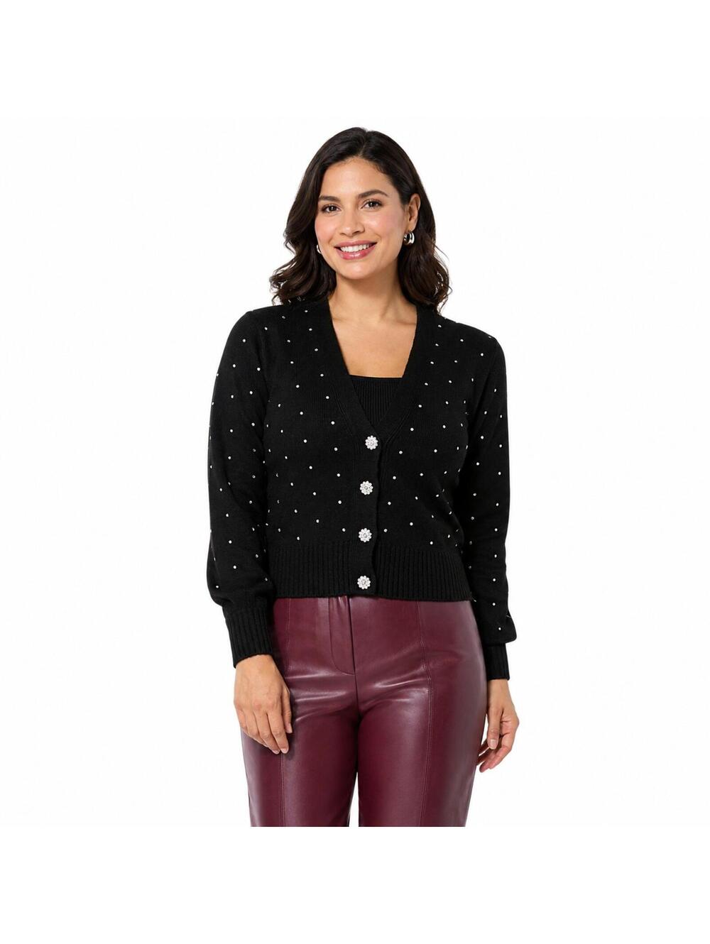 NWT Kathy Ireland Holiday Jewel Cardigan & Cami Set Black Large - Picture 1 of 9